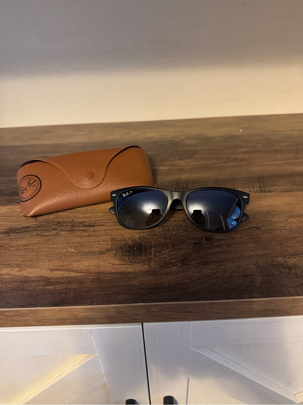 Ray-Ban Black Frame Sunglasses with Blue Gradient Lenses